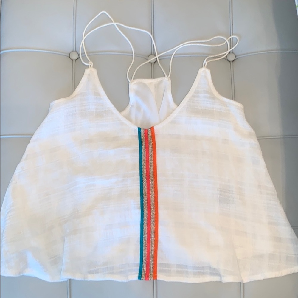 Cute White Rope Strap Top With Pop of Color